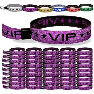 Imagem de TARACANA Pacote com 110 pulseiras de festa VIP verdes brilhantes com clipe de bloqueio seguro. Pulseiras VIP brilhantes ajustáveis para eventos, festas, casamentos e festivais., Tecido tecido