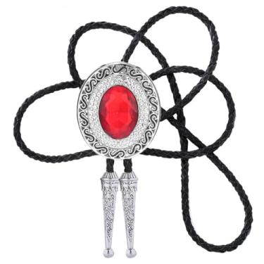 Imagem de GelConnie Gravata Bolo para homens mulheres rodeio cowboy gravata turquesa colar ocidental nativo americano fantasia de vaqueira, Pl0121-vermelho