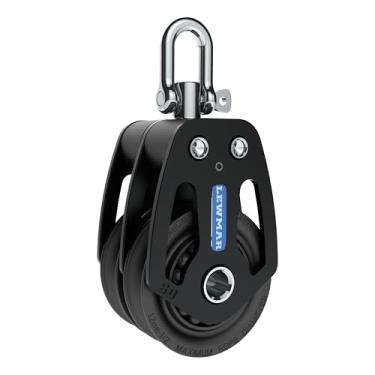 Imagem de Lewmar Bloco duplo HTX de 72 mm para manuseio de vela de alta eficiência, limite de carga operacional de 1,998 kg, rolamento liso central, rolamentos de esferas Delrin de impulso lateral - 29197202