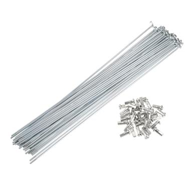 Imagem de X AUTOHAUX 36 peças 13G J Bend Raios galvanizados de bicicleta 266 mm 10,5 polegadas raios de ciclo com bicos de latão raios de aço para mountain bike MTB