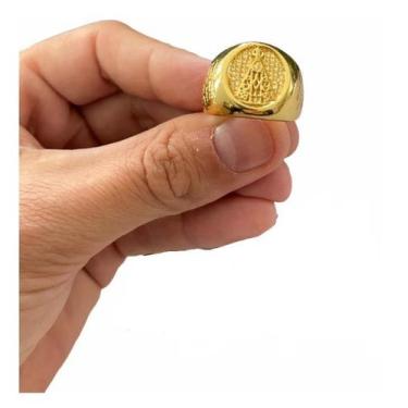 Imagem de Anel Nossa Senhora Com Oração Gravada Banhado Ouro 18k Luxo - ToJoia18