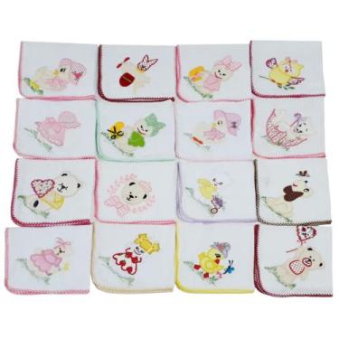 Imagem de FRALDA DE PANO BEBÊ QUADRICULADA BORDADA 70 x 70Cm COM CROCHÊ - Dugu, 