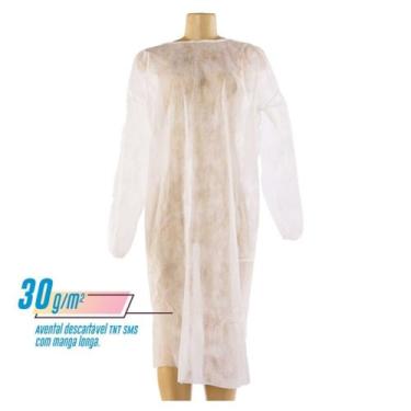 Imagem de Avental Descartável New Protection TNT SMS 30g/m² Manga Longa - 10 uni