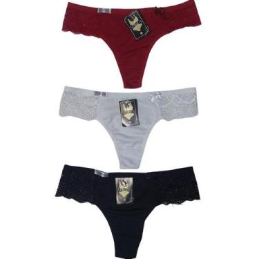 Imagem de Kit com 02 calcinhas microfibra com renda Clara - MDJ, Sortidas(GG)