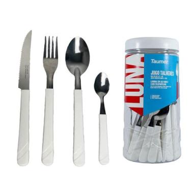 Imagem de Faqueiro Aço Inox 24 Peças Jogo De Talheres Conjunto Com Pote Multiuso