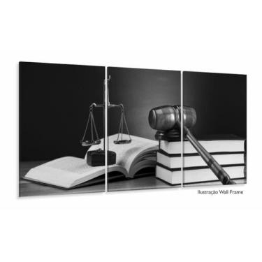 Imagem de Quadro Para Escritório de Advocacia em Preto e Branco 120x60 3 peças -
