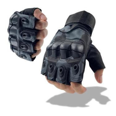 Imagem de Luva Meio Dedo Motoqueiro Tática Militar Ciclismo - Rpires, Preta mili