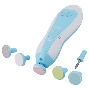 Imagem de Aparador de Unhas Elétrico Seguro Conjunto de Cortador de Unhas do bebê Com 6 Em 1 Dispositivo de Polimento de Cabeça para Aparador Infantil Dedos Dos Pés (Azul)