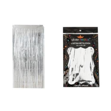 Imagem de Cortina Metalizada Prata 100 X 200 Cm Un - Silverfestas - SILVER PLAST