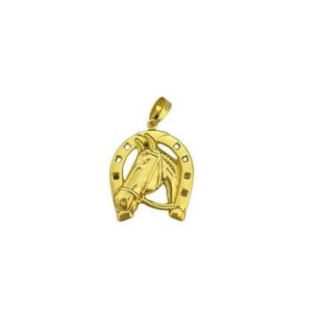 Imagem de Pingente ferradura cavalo p - banhado a ouro 18k - ToJoia18k