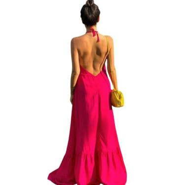 Imagem de Vestido Longo Frente Única Forrado Decotado Festa Casamento Formatura 