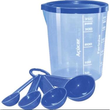 Imagem de Conjunto Medida Certa Copo 400ml Com Tampa + 4 Colheres Medida - Injet