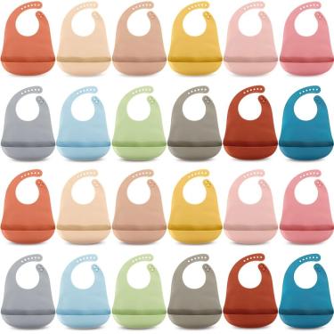 Imagem de Babadores de silicone Tioncy para bebês e crianças pequenas, 24 unidades à prova d`água