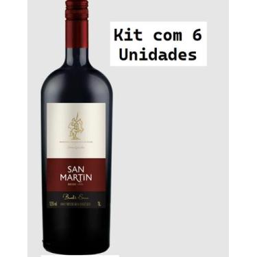 Imagem de Kit 6 Un Vinho San Martin Bordô Seco 1 L