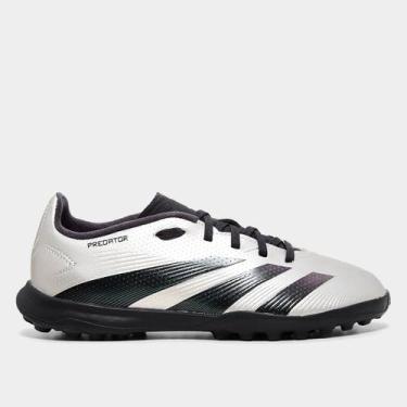 Imagem de Chuteira Society Infantil Adidas Predator League Low, Cinza, Preto, 35