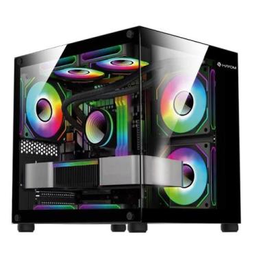 Imagem de Gabinete Gamer Hayom GB1796 com 4 Fans RGB com Vidro Preto