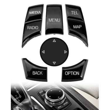 Imagem de Botão de controle de botão IDrive multimídia adequado para BMW 1 3 5 X1 X3 X5 X6 F10 F20 F22 F25 F30 F34 F36 Alguns modelos, conjunto de botões de controle de rádio de mídia substitui 6582 9267 955-C,