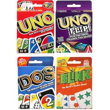 Imagem de Mattel Uno, Flip, Dos and Blink Card Game, Combo Pack of 4