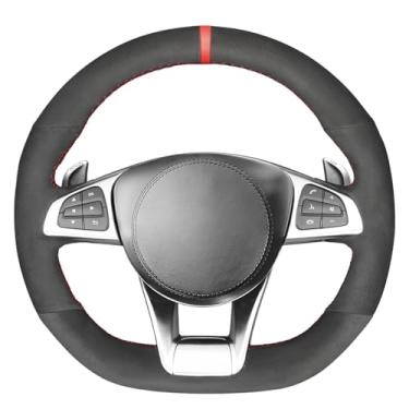 Imagem de MEWANT Capa de volante costurada para Mercedes-Benz A 45 AMG/C 43 63 AMG/CLA 45/ CLS 63 AMG/E 43 63 AMG/S 63 65 AMG/SLC 43 AMG/GLA 45 AMG/GLC 43 63 AMG/GLE 43 63 AMG/GLS 63 AMG/