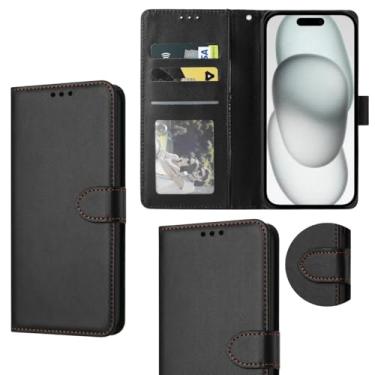 Imagem de Capa Capinha Carteira Flip Couro Compatível Apple iPhone 15 Plus Premium (PRETO)