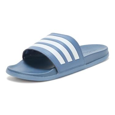 Imagem de adidas Tênis adulto unissex Adilette Comfort Slide, Tinta pré-amada/azul halo/tinta pré-amada, 18 Women/17 Men