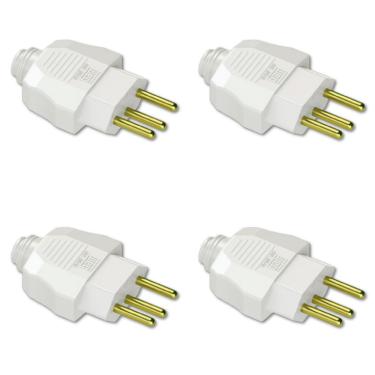 Imagem de Kit Plugue Macho 2P+T 20A 250Vca Branco 4 peças