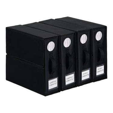 Imagem de DULLEMELO Organizador de lençóis de cama para armário de linho, conjunto de 4 lençóis de tecido Oxford dobráveis com janelas para organizadores e armazenamento de armário, organizadores de lençóis