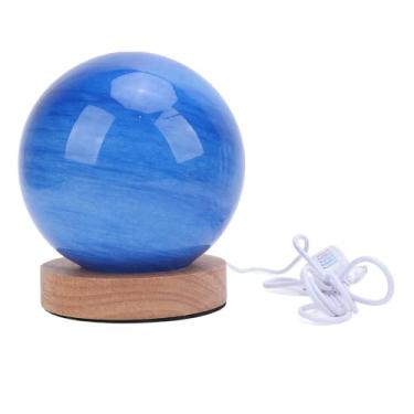 Imagem de Lâmpada de Cabeceira de Cabeceira de Vidro Azul, Forma Moderna do Planeta Led de Luminária de Mesa de Led de Escalada Luz de Leitura 3 Temperatura de Cor para Quarto Porta USB 5V