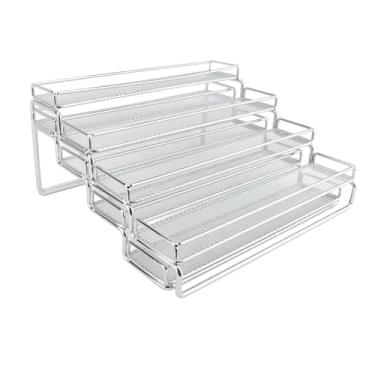 Imagem de Organizador de Temperos, Fio de Ferro de 4 Camadas, Organizador de Rack de Temperos, Prateleira Expansível, Suporte de Armazenamento de Degraus para Bancada, Armário, Despensa,