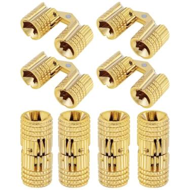 Imagem de HOJLKLD 6 peças de dobradiças ocultas de latão de 8 mm, dobradiças ocultas de móveis de ângulo de abertura de 180 graus para artesanato manual de caixa de joias DIY (6, 8 mm)