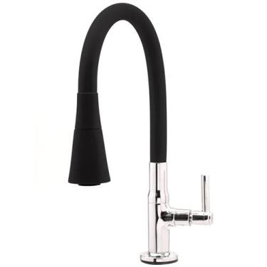 Imagem de Torneira Para Cozinha Bancada Flexível tubo Preto Conic 2 Jatos CasaGr