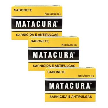 Imagem de Sabonete para Cães Matacura Sarnicida e Antipulgas 80gr 3un