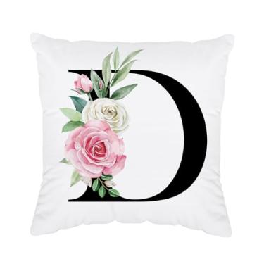 Imagem de Fronhas com inicial 45,7 x 45,7 cm - capa de almofada monograma, monograma D, capa de almofada com letra D, almofadas personalizadas presentes para mulheres, presentes iniciais D para