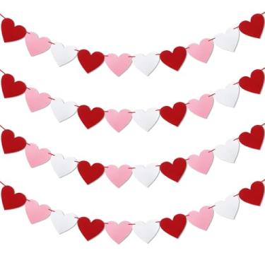 Imagem de YGBMDZ Guirlanda De Corações De Feltro Pré-Enfiada Para O Dia Dos Namorados - Pacote Com 40 Guirlandas Para O Dia Dos Namorados Para Decorações De Guirlandas De Corações, Decorações Para O Dia Dos N