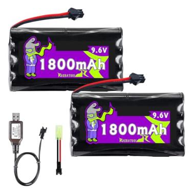 Imagem de Bateria recarregável de 9,6 V 1800 mAh Ni-Cd 4 + 4 em forma plana com plugue SM-2P (preto), adequada para controle remoto controle remoto de carro, caminhão, tanque, veículo de engenharia etc. com