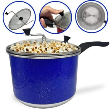 Imagem de Pipoqueira N20 Azul Alumínio com Tampa de Vidro 4 Litros - Aluminio AM