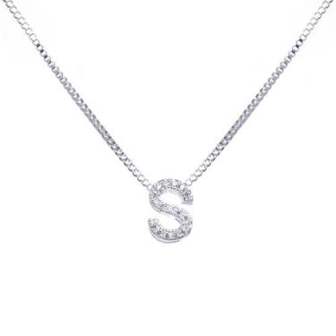 Imagem de Colar inicial cravejada Banhado Prata 925 - Papillon Semi Jóias