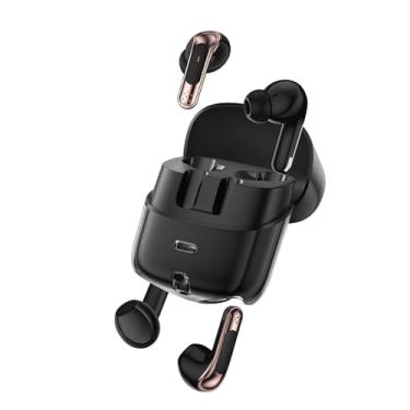 Imagem de 2 pares de fones de ouvido sem fio, fones de ouvido Bluetooth com cancelamento de ruído para 2 pessoas, fones de ouvido intra-auriculares com tela LED, à prova d'água, tempo de