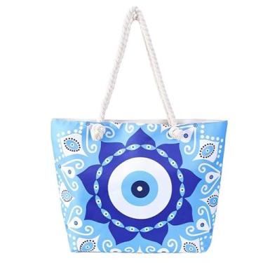 Imagem de Sacola de lona personalizada, mochila portátil, 45 cm de espaço, adequada para compras, viagens, dia, praia, Três
