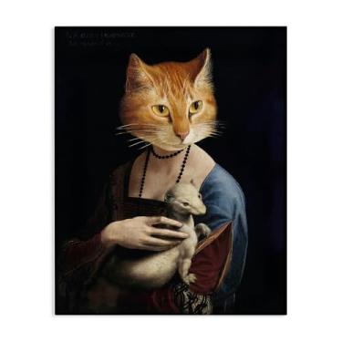Imagem de Stupell Industries Desenho de arte de parede em tela de gato de retrato histórico por Alicia Longley, 40,6 x 50,8 cm