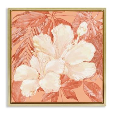 Imagem de Stupell Industries Hibiscus Flower Bunches Gold Floater Framed Canvas Wall Art Design por Paul Brent, 18 x 18
