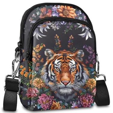 Imagem de LYEMVHE Bolsa transversal feminina leve, pequena, à prova d'água, carteira de telefone com compartimentos para cartões e alça ajustável, Multicor, Bolsa transversal