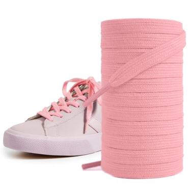 Imagem de UamGlsob 2 pares de cadarços de algodão para tênis de cano baixo, substituição de cadarços planos para tênis de corrida atléticos Campus 00s (rosa, 47"/120 cm)