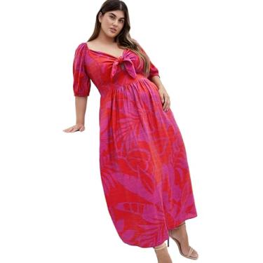 Imagem de City Chic Vestido longo feminino plus size - estampa Bella, Tropicana rosa, 52
