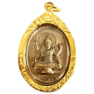 Imagem de poppip Pingente de amuleto hindu tailandês Greatest God Shiva Parte traseira MAA Durga Kali Placa de gravação dourada God of Protect Evil Harm lindo pingente A 4,5 x 3 cm., Metal, Sem Pedra Preciosa