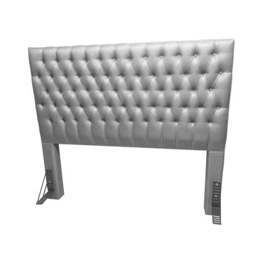 Imagem de Cabeceira Cama Queen Estofada Capitonê Creta 1,60m Linho Cinza