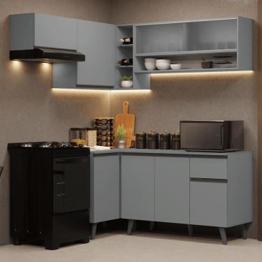 Imagem de Armário De Cozinha Completa De Canto 325cm Nice Madesa 03 Cinza