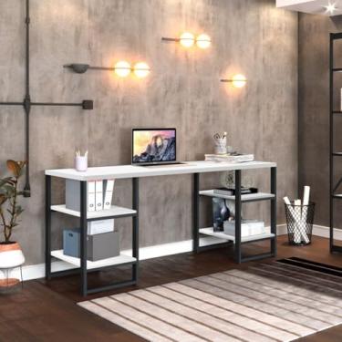 Imagem de Escrivaninha Mesa Escritório Home Office MDF Estrutura em Aço 1,70 com 4 Prateleira Mesa de Estudo