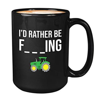 Imagem de Bubble Hugs Caneca de café agrícola 425 g preta - I'd Rather Be - fazenda gado cabra cavalo galinha vaca trator celeiro fazendeiros agricultura porcos