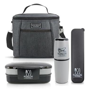 Imagem de Bolsa Térmica CONCEPT com Pote de Marmita e Porta Talheres com Porta Escova e Pasta de Dente (PRETO)